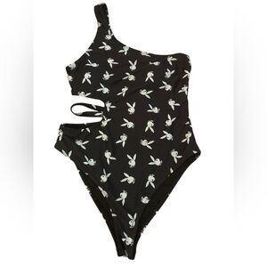 Playboy Black and White Logo one-piece monokini swimsuit